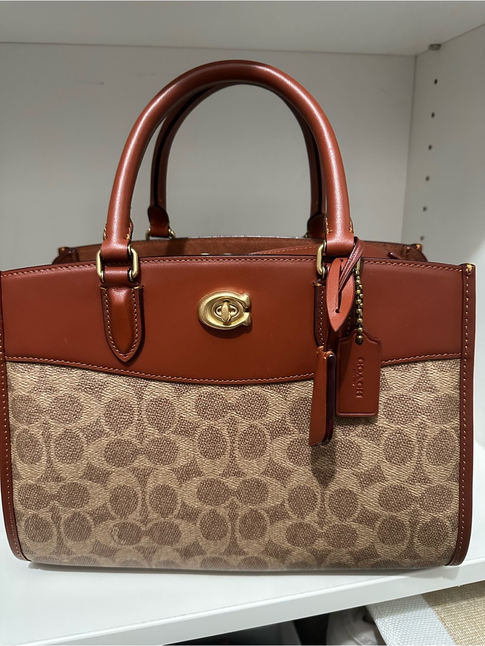 Coach Brooklyn Carryall in Acorn with Gold Hardware. Like New With Tag. CE733. - Picture 14 of 14